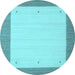 Round Machine Washable Solid Light Blue Modern Rug, wshcon569lblu