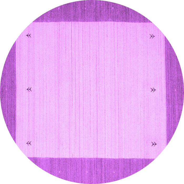 Round Machine Washable Solid Purple Modern Area Rugs, wshcon569pur