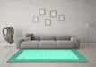 Machine Washable Solid Turquoise Modern Area Rugs in a Living Room,, wshcon569turq