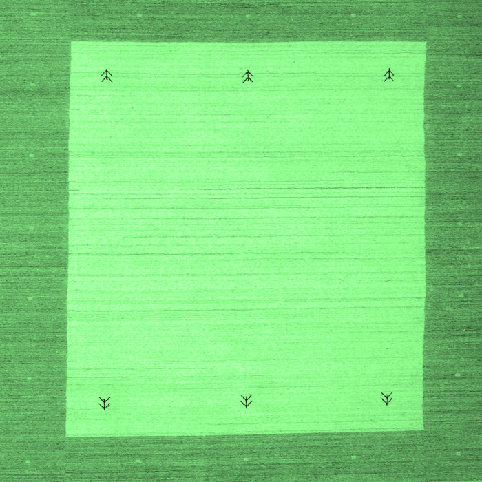 Square Machine Washable Solid Emerald Green Modern Area Rugs, wshcon569emgrn