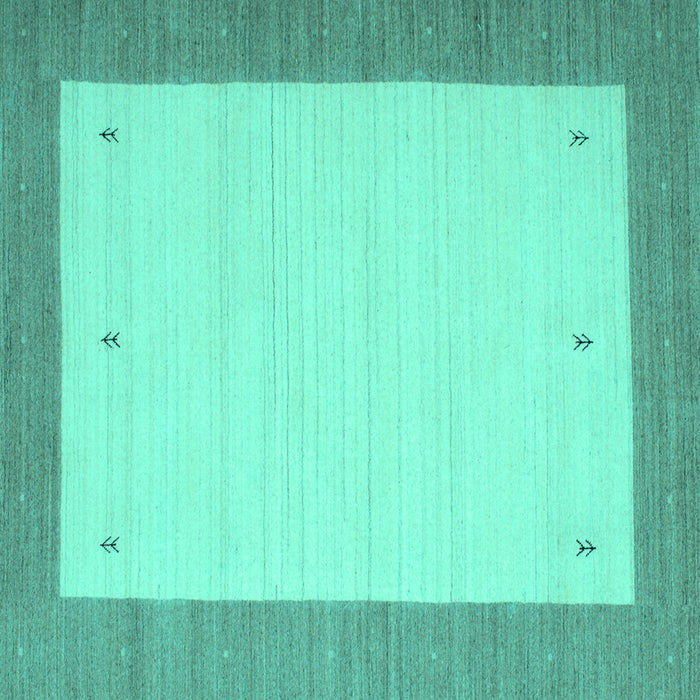 Square Machine Washable Solid Turquoise Modern Area Rugs, wshcon569turq