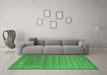 Machine Washable Abstract Emerald Green Contemporary Area Rugs in a Living Room,, wshcon56emgrn