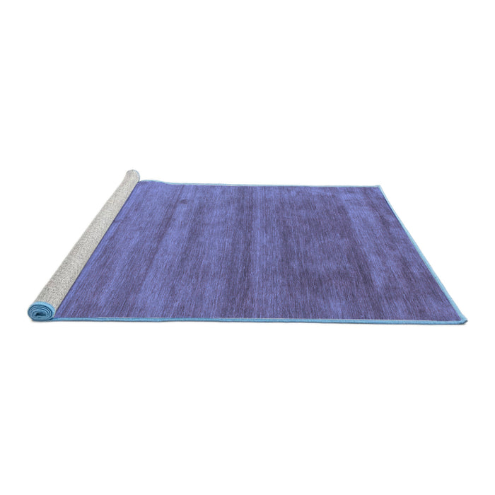 Sideview of Machine Washable Abstract Blue Contemporary Rug, wshcon56blu