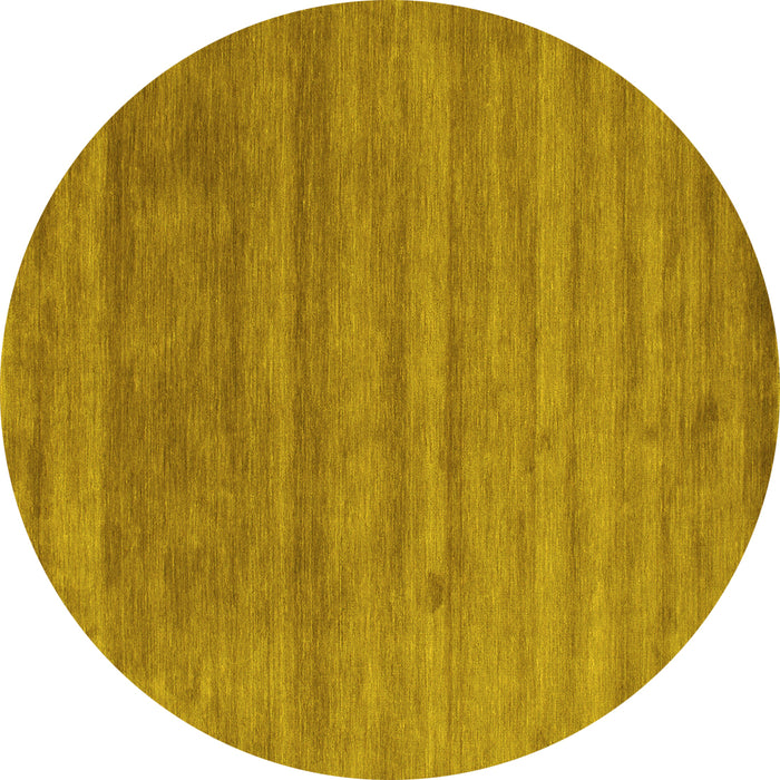 Round Machine Washable Abstract Yellow Contemporary Rug, wshcon56yw