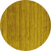 Round Machine Washable Abstract Yellow Contemporary Rug, wshcon56yw