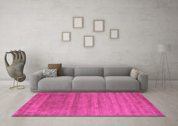 Machine Washable Abstract Pink Contemporary Rug in a Living Room, wshcon56pnk