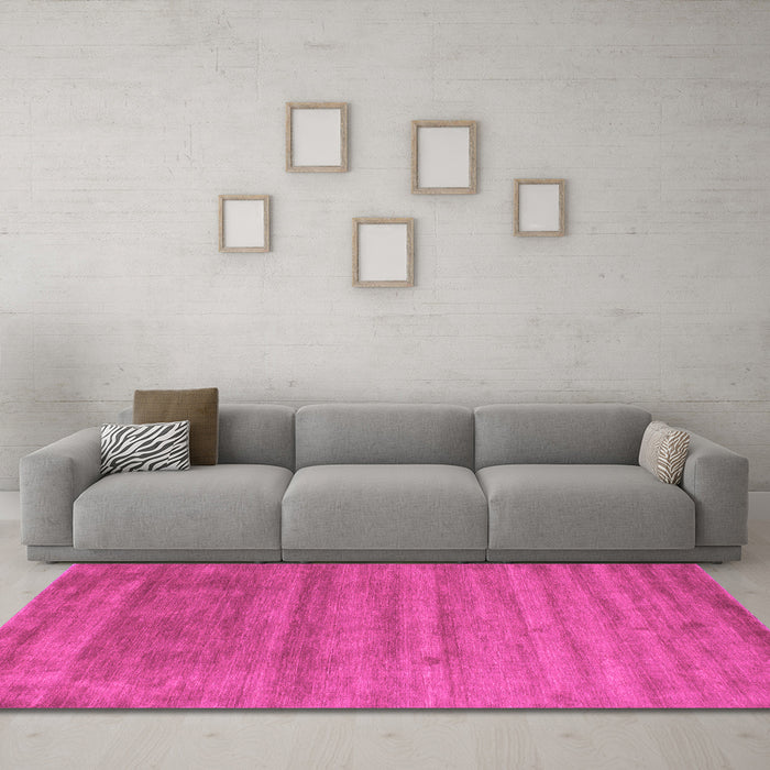 Machine Washable Abstract Pink Contemporary Rug in a Living Room, wshcon56pnk