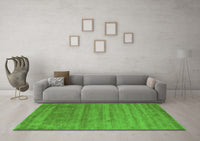 Machine Washable Abstract Green Contemporary Rug, wshcon56grn