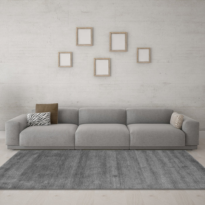 Machine Washable Abstract Gray Contemporary Rug in a Living Room,, wshcon56gry