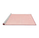 Serging Thickness of Machine Washable Contemporary Pastel Pink Rug, wshcon570