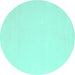 Round Abstract Turquoise Contemporary Rug, con570turq