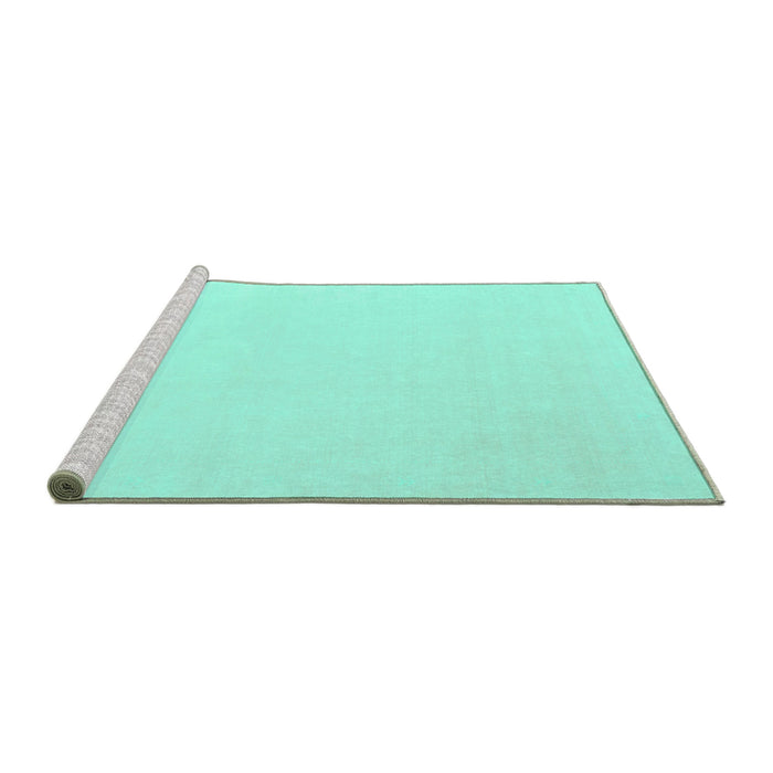 Sideview of Machine Washable Abstract Turquoise Contemporary Area Rugs, wshcon570turq
