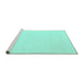 Sideview of Machine Washable Abstract Turquoise Contemporary Area Rugs, wshcon570turq