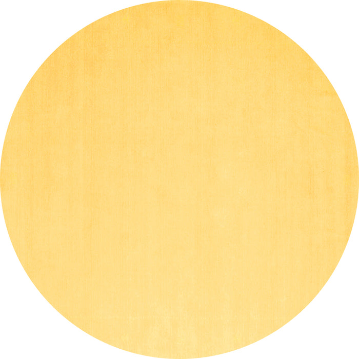 Round Machine Washable Abstract Yellow Contemporary Rug, wshcon570yw