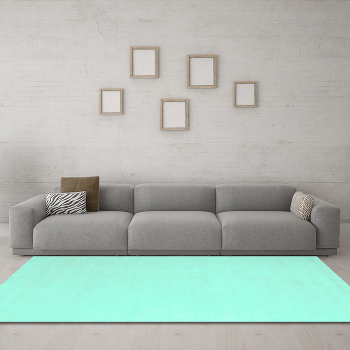Machine Washable Abstract Turquoise Contemporary Area Rugs in a Living Room,, wshcon570turq