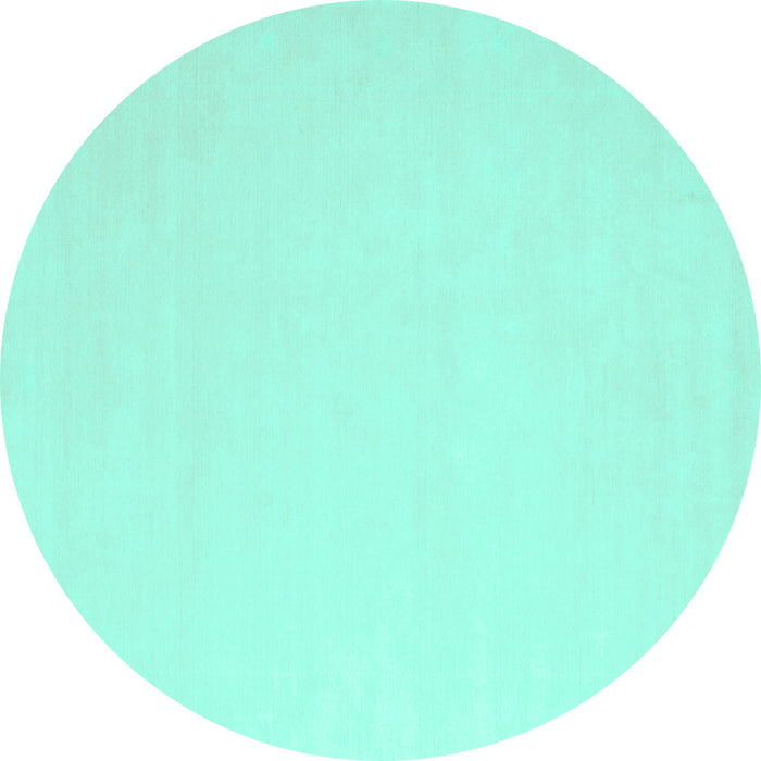 Round Machine Washable Abstract Turquoise Contemporary Area Rugs, wshcon570turq