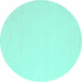 Round Machine Washable Abstract Turquoise Contemporary Area Rugs, wshcon570turq