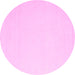 Round Machine Washable Abstract Pink Contemporary Rug, wshcon570pnk