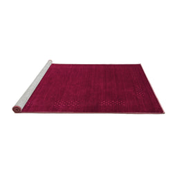 Sideview of Machine Washable Abstract Pink Contemporary Rug, wshcon571pnk