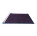 Sideview of Machine Washable Abstract Blue Contemporary Rug, wshcon571blu