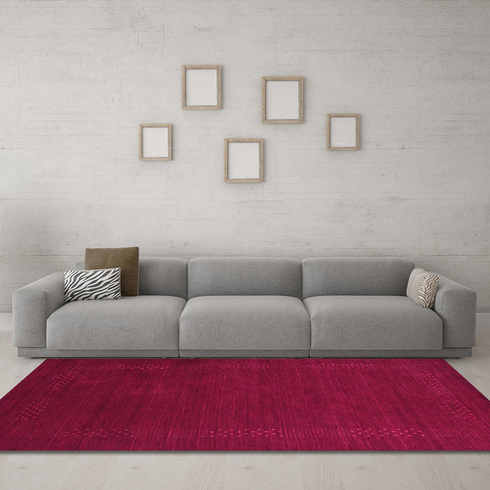 Machine Washable Abstract Pink Contemporary Rug in a Living Room, wshcon571pnk