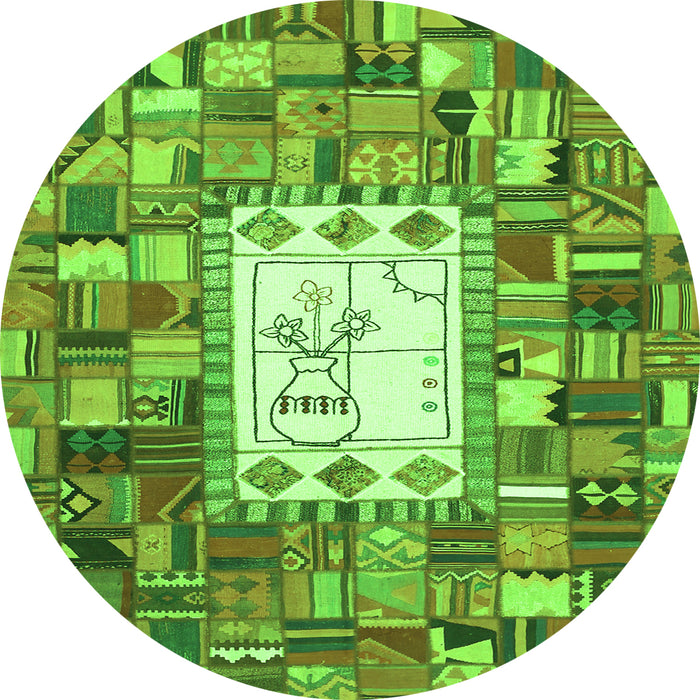 Square Oriental Green Traditional Rug, con572grn