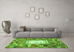 Machine Washable Oriental Green Traditional Area Rugs in a Living Room,, wshcon572grn