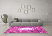 Machine Washable Oriental Pink Traditional Rug in a Living Room, wshcon572pnk