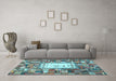 Machine Washable Oriental Light Blue Traditional Rug in a Living Room, wshcon572lblu