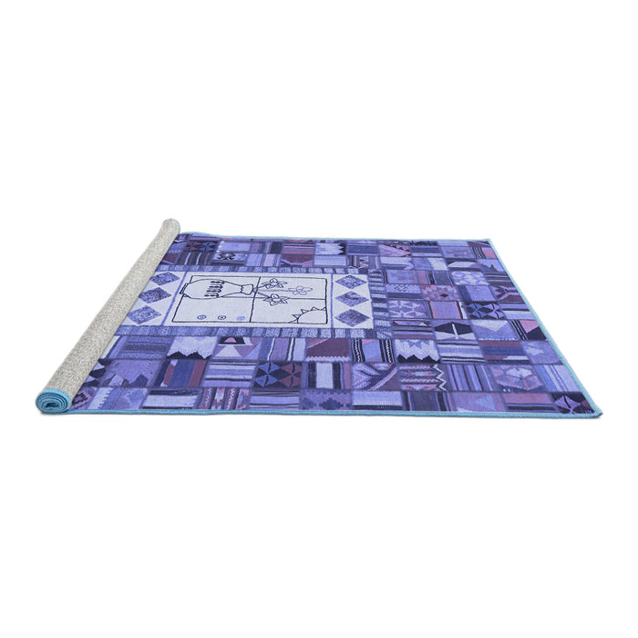 Sideview of Machine Washable Oriental Blue Traditional Rug, wshcon572blu