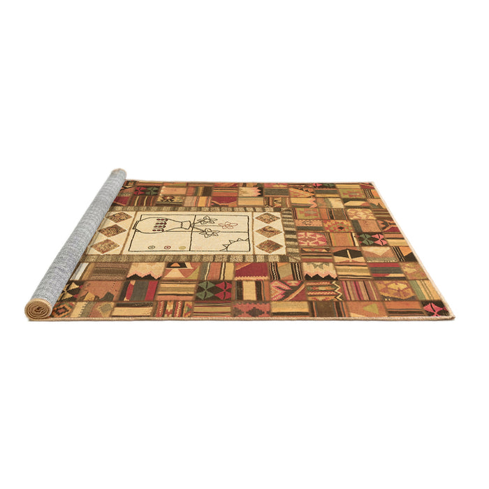 Sideview of Machine Washable Oriental Brown Traditional Rug, wshcon572brn