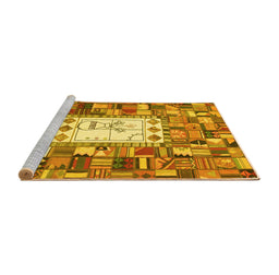 Sideview of Machine Washable Oriental Yellow Traditional Rug, wshcon572yw