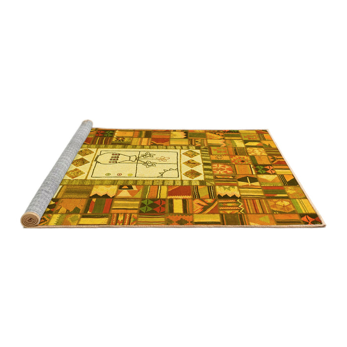 Sideview of Machine Washable Oriental Yellow Traditional Rug, wshcon572yw