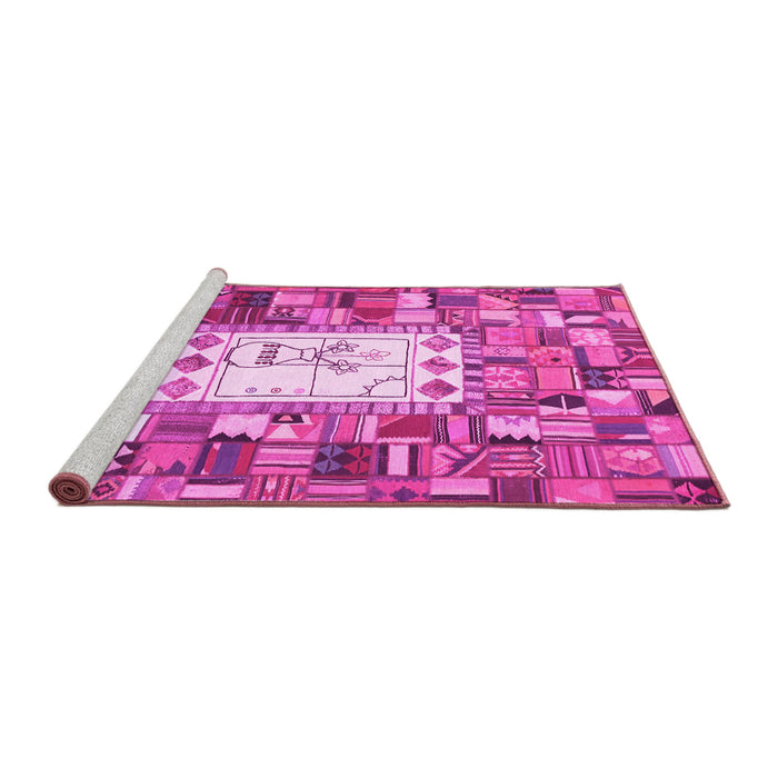 Sideview of Machine Washable Oriental Pink Traditional Rug, wshcon572pnk