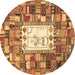 Round Machine Washable Oriental Brown Traditional Rug, wshcon572brn