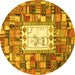 Round Oriental Yellow Traditional Rug, con572yw