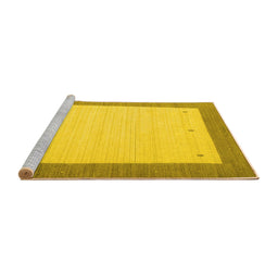 Sideview of Machine Washable Abstract Yellow Contemporary Rug, wshcon573yw