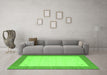 Machine Washable Abstract Green Contemporary Area Rugs in a Living Room,, wshcon573grn