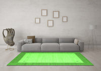 Machine Washable Abstract Green Contemporary Rug, wshcon573grn