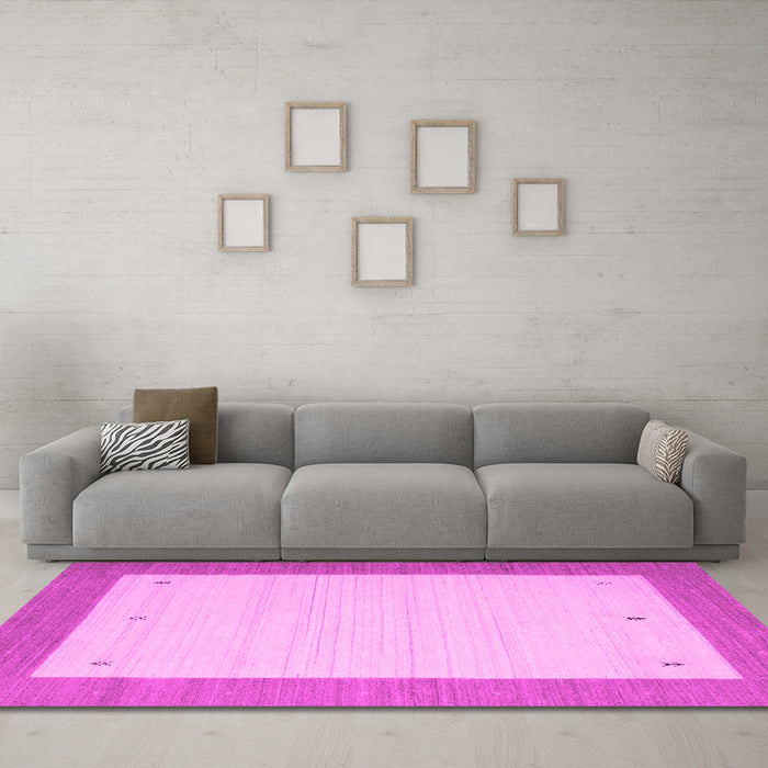 Machine Washable Abstract Pink Contemporary Rug in a Living Room, wshcon573pnk