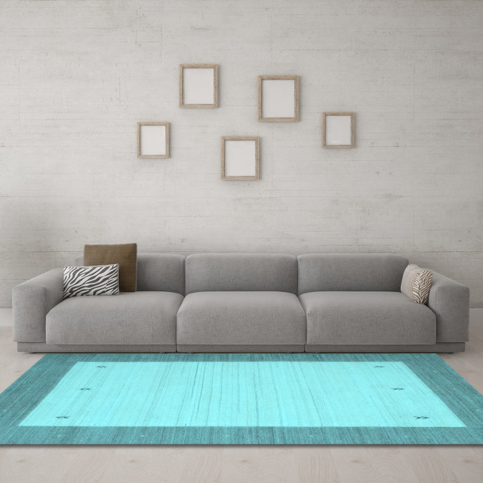 Machine Washable Abstract Light Blue Contemporary Rug in a Living Room, wshcon573lblu