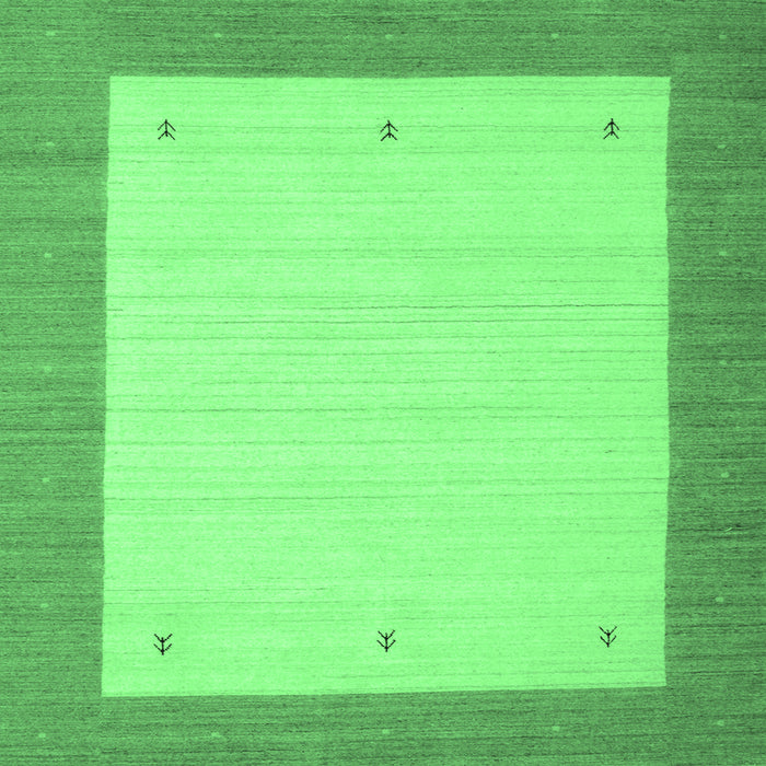 Square Abstract Emerald Green Contemporary Rug, con573emgrn