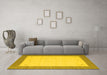 Machine Washable Abstract Yellow Contemporary Rug in a Living Room, wshcon573yw