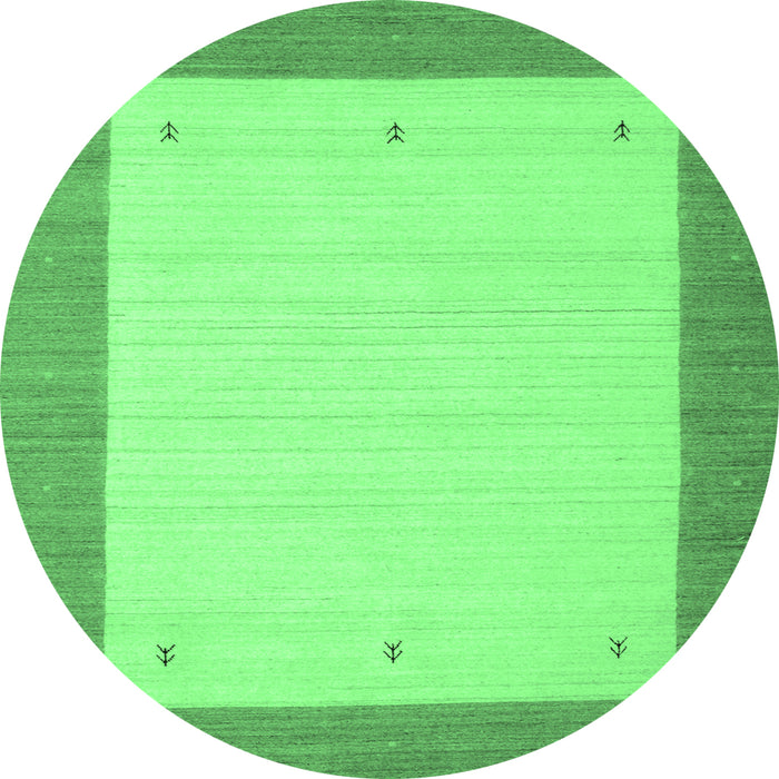 Round Abstract Emerald Green Contemporary Rug, con573emgrn