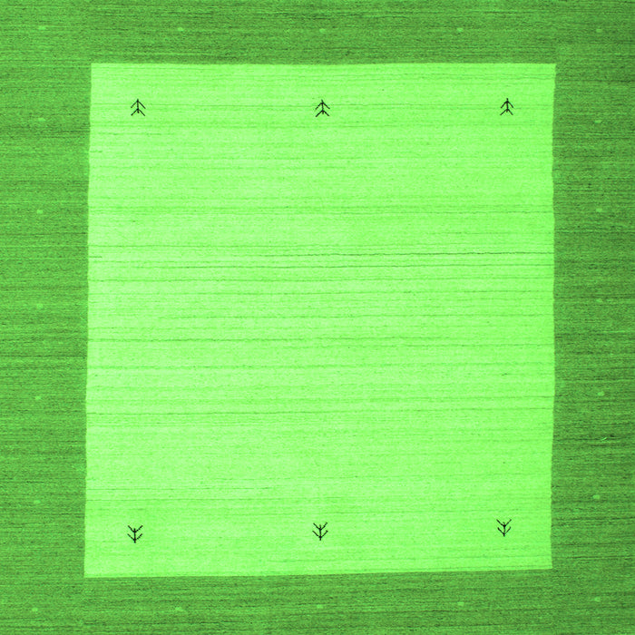Serging Thickness of Abstract Green Contemporary Rug, con573grn