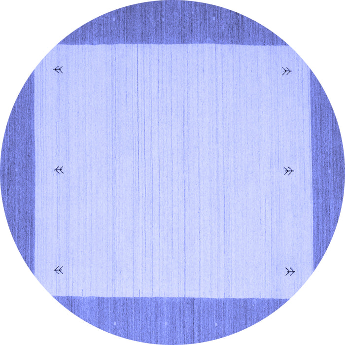 Round Abstract Blue Contemporary Rug, con573blu