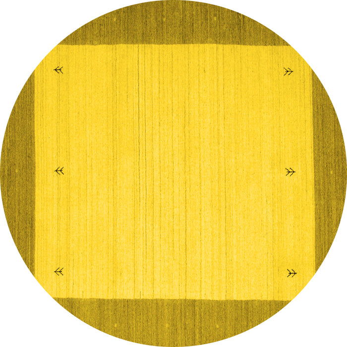 Round Abstract Yellow Contemporary Rug, con573yw