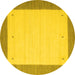 Round Abstract Yellow Contemporary Rug, con573yw