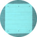 Round Abstract Light Blue Contemporary Rug, con573lblu