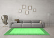 Machine Washable Abstract Emerald Green Contemporary Area Rugs in a Living Room,, wshcon573emgrn